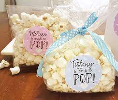 Personalized Ready To Pop 20 2 Inch Circle Stickers Baby Postres Para Baby Shower Premios Para Baby Shower Pasteles De Baby Shower Nina