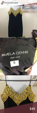 Pamela Dennis Vtg Gold Black Sequin Cocktail Dress Sequin Cocktail Dress Fashion Black Sequins