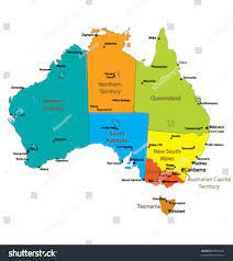 Map Australia Major Towns Cities Each Stock Vector Royalty Free 30853225