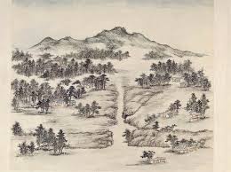 zhang ruocheng 张若澄 燕山八景图 蓟门烟树 此景位于今北三环蓟门桥南边 蓟门烟树 指的西直门以北的元大都城墙遗址西段 这段城墙为夯土构建 元末明军攻陷大都后 将元大都北侧城墙南移5里 蓟门烟树所指 chinese art chinese painting vintage world maps