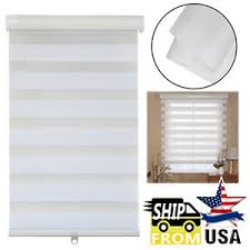 Customize your window treatment w/ blackout, cordless & more. Zebra Roller Blinds 44 White Cordless Dual Layer Shade Sheer Privacy Light Cont Ebay