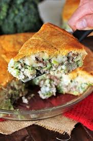Serving A Piece Of Ground Beef Broccoli Pie With Crescent Roll Crust Image Ground Beef And Broccoli Crescent Roll Recipes Dinner Broccoli Pie Recipe