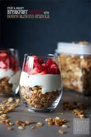 Fruit Yogurt Breakfast Parfait With Honey Almond Granola Recipe Parfait Breakfast Yogurt Breakfast Honey Almond Granola