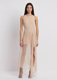 Prezzo €79,90 prezzo saldi €63,90 20%. Georgette Dress With Long Draped Skirt In Silk Chiffon Woman Emporio Armani