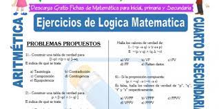 Ejercicios De Logica Matematica Para Cuarto De Secundaria Matematica