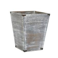 Amazon Com Vergoodr Gray Farmhouse Style Torched Wood Square Waste Bin With Decorative Metal Brackets Trash Can For Bedroom Torch Wood Wood Square Metal Decor