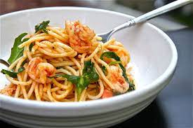 Spaghetti With Shrimp And Arugula Pasta Dishes Food Arugula