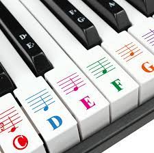 Great for beginners to learn basic principles about piano keys. Amazon Com Piano Keyboard Stickers For 88 61 54 49 37 Key Large Bold Letter Piano Stickers Perfect For Kids Learning Piano Multi Color Transparent Removable Musical Instruments
