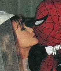 Spider-Man and Mary Jane getting married at Shea Stadium. 💌 In 1987,  Spider-Man's alter ego, Peter Parker, tied the knot with Mary Jane Watson  in the pages of Marvel Comics, marking a
