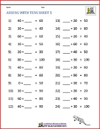 Free math worksheets for grade 1. Adding Tens Worksheets