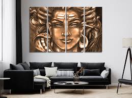 Face of God Shiva Art Multi Canvas Wall Art, Large Framed Canvas Wall Art,  Extra Large Framed Canvas Wall Art, 3 4 5 Pieces Canvas Wall Art
