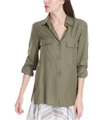 Max Studio London Womens Utility Button Up Shirt