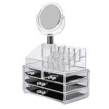 Howards acrylic range is a wonderful storage and display solution for all of your accessories. Acrylic Makeup Organizer 4 Drawers With Removable Mirorr Cosmetic Organizers Jewelry And Cosmetic Acrylic Organizer Makeup Makeup Organization Cosmetic Storage
