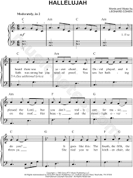 Print And Download Sheet Music For Hallelujah By Leonard Cohen Sheet Music Arranged For Big Note And Eas Hallelujah Sheet Music Sheet Music Piano Notes Songs