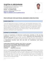 Perform installation, commissioning, testing and maintenance of transmission, substation and distribution protection and control equipment. Sujith Electrical Engineer Cv 04 03 2016