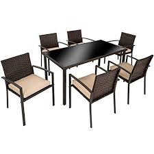 Tectake Ensemble Salon De Jardin En Resine Rotin Exterieur 6 Chaises 1 Table Avec Plateau En Verre Vis En Acier Inoxydable Div Agrement De Jardin Mobilier Jardin Et Ensemble Salon De Jardin
