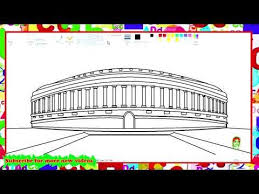 How To Draw Parliament House Of India In Ms Paint Learn By Art Youtube India Painting Parliament Of India Houses Of Parliament