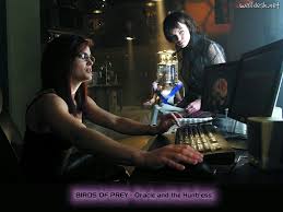Birds Of Prey Tv Series Batgirl Actress Ashley Scott As Helena Kyle Huntress And Actress Dina Meyer As Barbara Gordon Oracle Former Batgirl Dina Meyer Barbara Gordon Oracle Ashley Scott