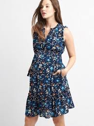 Gap Maternity Floral Sleeveless Dress Blue Print Size Extra Small Fashion Clothing Shoes Accessories Wom Sleeveless Floral Dress Ruffle Trim Dress Clothes
