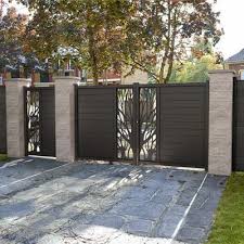 Portail Aluminium Blooma Idaho Noir 9017 300 X H 176 Cm En 2020 Portail Aluminium Portail Maison Et Porte D Entree Principale