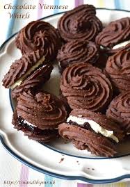 Chocolate Viennese Whirls Sandwiched With Vanilla Buttercream And Blackcurrant Chilli Jam Melt In The Mouth And Not Overly Sweet These Bis In 2020 Sweet Recipes Biscuit Recipe Baking