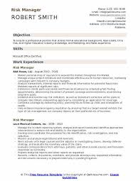 Risk Manager Resume Samples Qwikresume