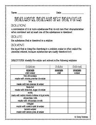 Mixtures Solutions Solute Vs Solvent Handout Teaching Science Science Lessons Matter Science
