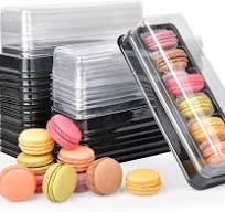 Macaron Boxes with Clear Lids,50-Pack Macaroons Container Gift Packaging  Box with 6 Grid,7.6'' x 2.8'' x 1.9'' Plastic Cake Trays for ...