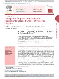 PDF) La dysphorie de genre chez lenfant et ladolescent : histoire  française et vignettes cliniques