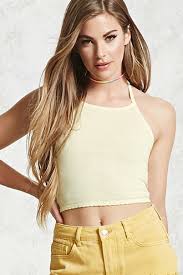 Scalloped Halter Crop Top Forever21 Tops Crop Tops Halter Crop Top