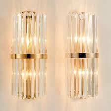 Crafted with touches of brass, this piece is topped with a beige hardback drum. Crystal Cylinder Sconce Light Hotel Restaurant Modern Style Wall Lamp In Champagne Gold Takeluckhome Com