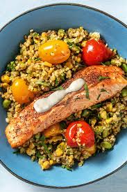Middle Eastern Spiced Salmon Freekeh Bowl Recipe Hellofresh Recipe Freekeh Recipes Salmon Spices Hello Fresh Recipes