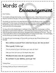 What is a letter of encouragement? Words Of Encouragement Parent Letter For Standardized Testing Tpt