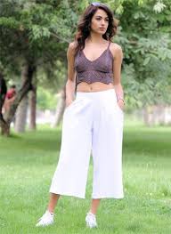 Bayan Kapri Pantolon Beyaz Pantolon Kadin Giyim Moda