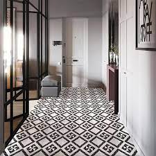 Move over boring plain white floor tile. Somertile 10 75x10 75 Inch Tri Quadro Windmill Black With White Porcelain Mosaic Floor And Wall Tile Overstock 27279563