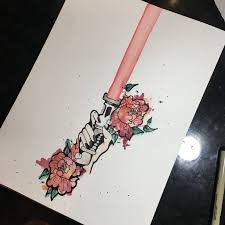Sith Lightsaber Mixed Media Watercolor Flash Painting For Star Wars The Last Jedi Star Wars Art Painting Star Wars Painting Star Wars Tattoo