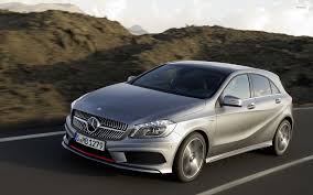 Mercedes a class side view. Front Side View Of A Silver Mercedes Benz A Class On The Road Wallpaper Car Wallpapers 50789