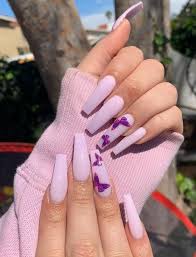 Butterfly Nails Inspo Inh Hair Purple Acrylic Nails Lilac Nails Long Acrylic Nails Coffin
