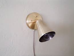 Deco century modern set of watt incandescent bulb 215h brass wall sconces to our products is a little bit. Plug In Atomic Single Cone Wall Sconce Mid Century Modern Etsy Sconces Wall Sconces Antique Plugs