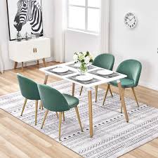 5 piece chippendale antique style mahogany dining room set ~ charak furniture co. Retro Wood Dining Table And 4 Velvet Chairs Set Green Soft Occasional Chairs Solid Metal Legs White Rectangular Coffee Table Dining Room Lounge Furniture Set Buy Online In El Salvador At Elsalvador Desertcart Com