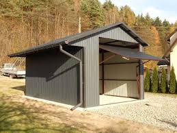 Fertiggarage Mit Schwingtor Stahlhalle Garage Aus Blech Versandfrei 4 X 6 25 M In Heimwerker Gebaudebausatze Fertighausbau Galpones Terraza Madera
