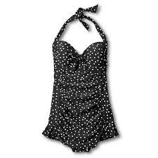 Women S Halter Swim Dress Black Dot L Merona Retro Swimsuit Swim Dress Vintage Inspired Swimsuit