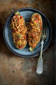 Zucchini Boats Filled With Rice And Chorizo Recipe Recipe Recipes Pork Recipes Chorizo Recipes