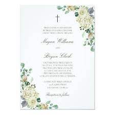 Christian marriage greeting cards with music & video wedding cards for mobiles @ riversongs.com. Megan White Roses Greenery Christian Wedding Invitation Zazzle Com In 2021 Christian Wedding Invitations Catholic Wedding Invitations Christian Wedding