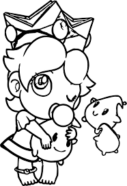 Mario characters coloring pages printable princess daisy baby. Baby Rosalina Peach Daisy And Rosalina As Babies Coloring Page