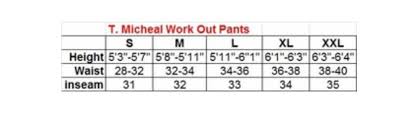 T Micheal Workout Pants Size Chart Bodybeautifulapparel Com