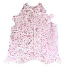 Dilute solution of 9.5 oz water and 0.5 oz white vinegar. Metallic Pink Acid Wash On White Cowhide Rug Rodeo Cowhide Rugs