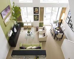 Living Room Green Loveseat White Armchair Stool Glass Window Coffee Table Black Living Room Dining Room Combo Small Living Room Design Small Living Room Layout