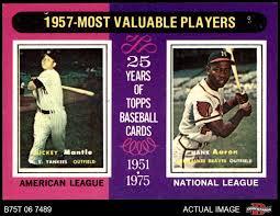 1975 Topps #195 1957 MVPs Mickey Mantle