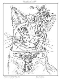 Steampunk tattoo coloring pages color body art steampunk drawing tattoo designs drawings zentangle patterns art. Steampunk Cat Coloring Page By Maria J William Instant Pdf Etsy